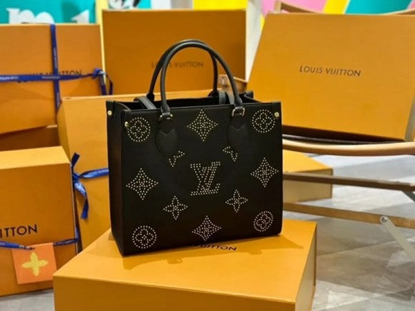 Louis Vuitton On The Go Premium Monogram Empreinte Leather Tote Bag With OG Magnetic Box