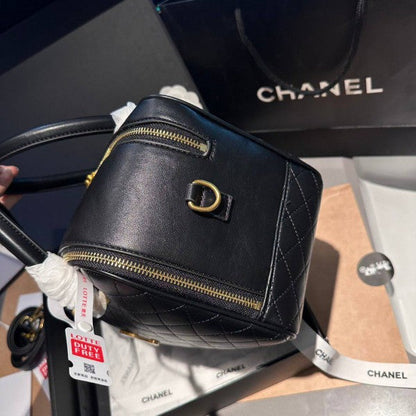 Chanel Classic Top Handle Premium Bowling Bag With Dust Bag & Shoulder Strap