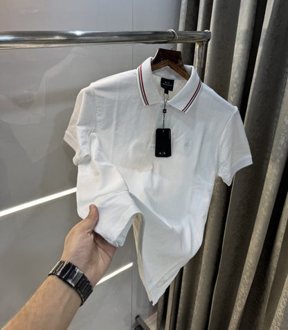 Armani Exchange White Logo Polo T-Shirt