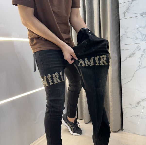 Amiri Carbon Black Embroidery Denim