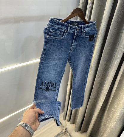 Amiri Blue Embroidery Logo Imported Denim
