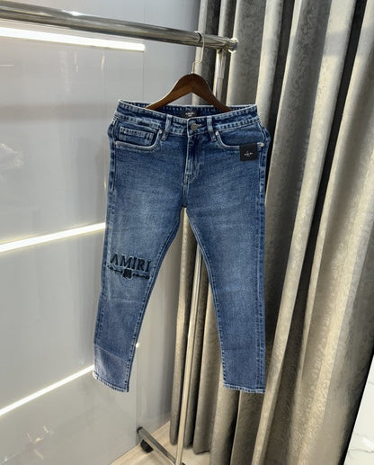 Amiri Blue Embroidery Logo Imported Denim