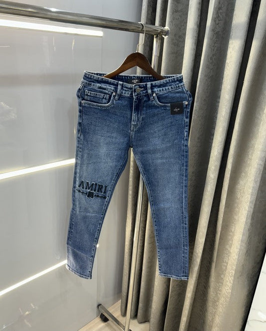 Amiri Blue Embroidery Logo Imported Denim