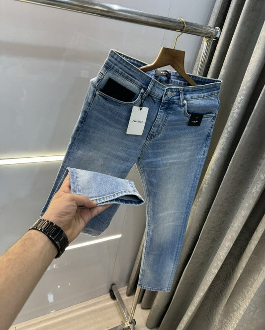 Amiri Sky Blue 3-Pocket Logo Denim
