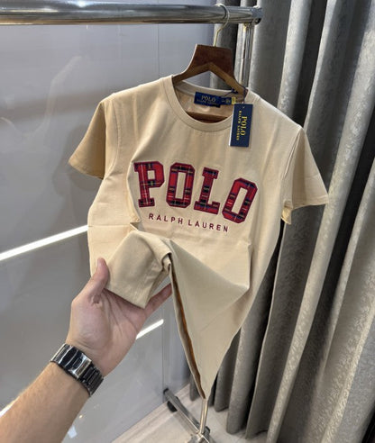 Ralph Lauren Beige Embroidery Logo Premium T-Shirt