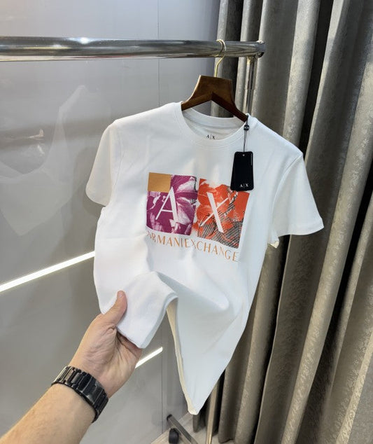 Armani Exchange White Logo Print T-Shirt