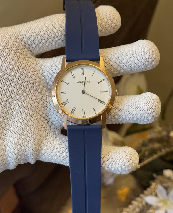 Longine s Slim Silicon Blue Quartz Watch