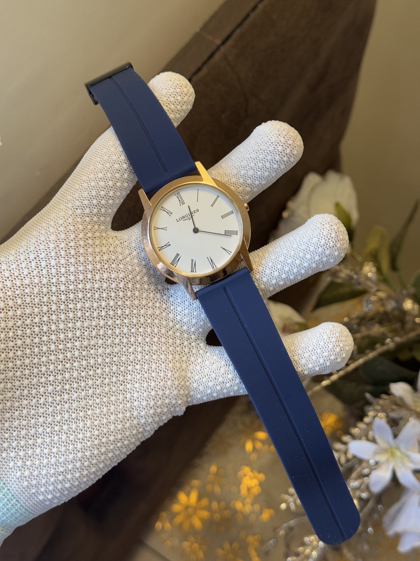 Longine s Slim Silicon Blue Quartz Watch