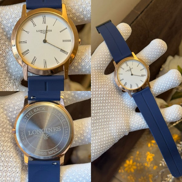 Longine s Slim Silicon Blue Quartz Watch