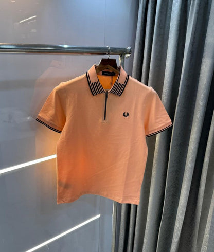 Fredperry Orange Embroidery Logo Premium Polo T-Shirt