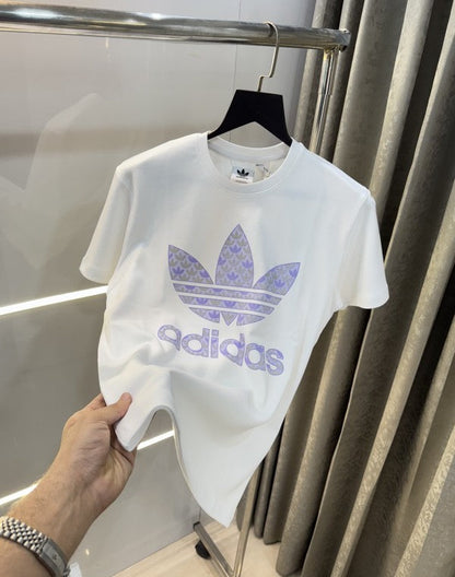 Adidas White Logo Print Premium T-Shirt