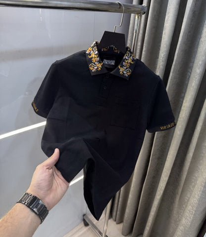 Versace Couture White Collar Logo Imported Polo T-Shirt