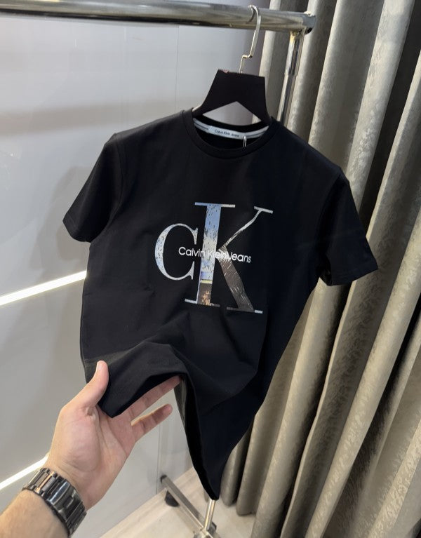 Calvin Klein Black Front Print T-Shirt