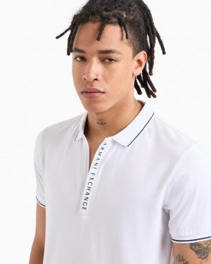 Armani Exchange White Zip Premium Polo T-Shirt