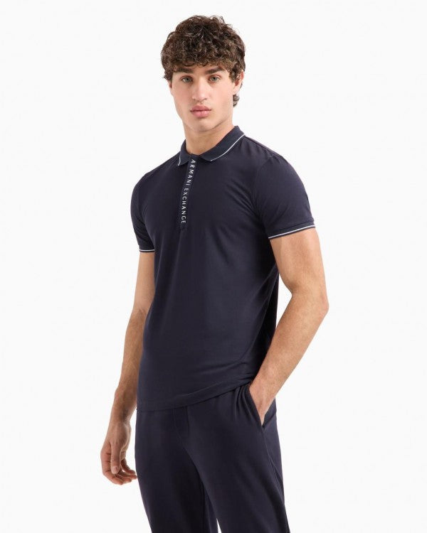 Armani Exchange Navy Blue Zip Premium Polo T-Shirt