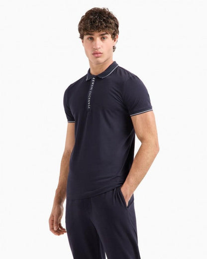 Armani Exchange Navy Blue Zip Premium Polo T-Shirt