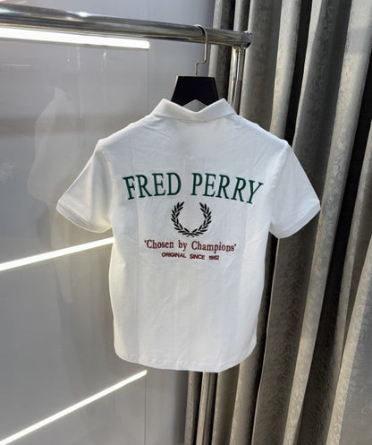 Fredperry White Embroidery Logo Premium Polo T-Shirt