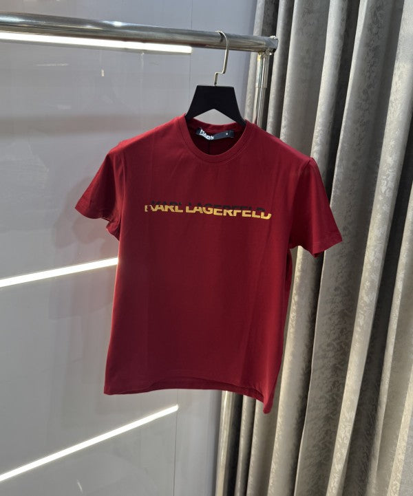 Karl Lagerfeld Maroon Logo Print Imported T-Shirt