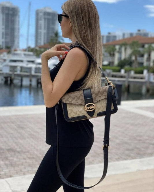 Coach Georgie Shoulder Bag In Colorblock Signature WIth OG Box & Dust Bag