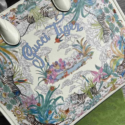 Gucci GG Shanghai Savanah Tiger Tote Bag With OG Magnetic Box & Dust Bag