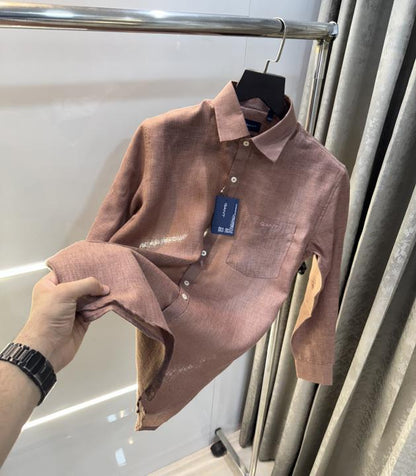 Gant Brown Premium Classic Linen Shirt