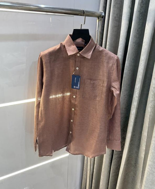 Gant Brown Premium Classic Linen Shirt