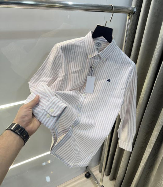 Brooks Brother Milange Stripes Linen Premium Shirt