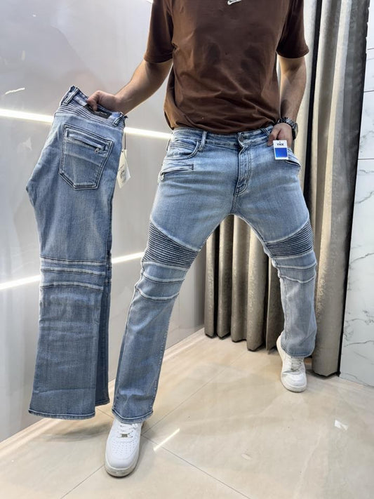 Balmain Paris Sky Blue Imported Rider Designer Denim