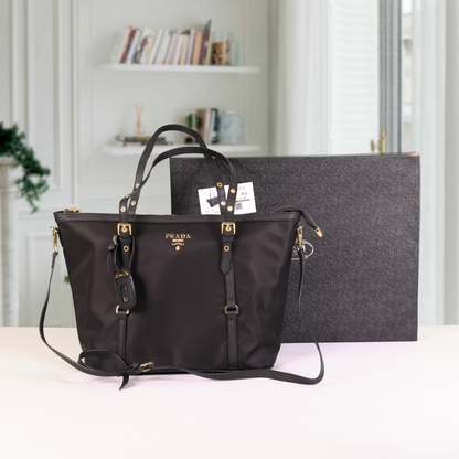 Prada Tessuto Saffiano Top Zip Premium Tote Bag With OG Box & Dust Bag