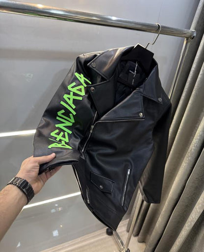 Balenciag a Black Premium Imported leather Jacket
