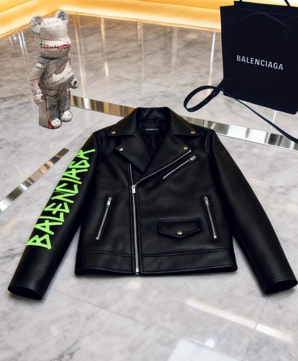 Balenciag a Black Premium Imported leather Jacket