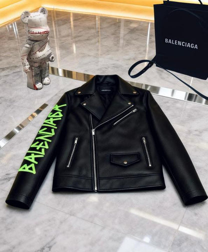 Balenciag a Black Premium Imported leather Jacket