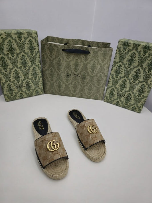 Gucci GG Espadrilles Slide With Carry Bag