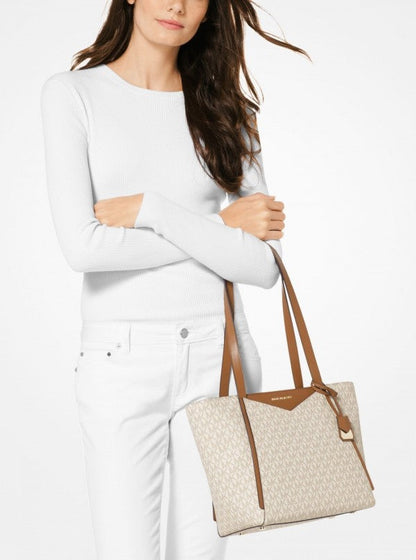 Michael Kors MK Whitney Tote Bag With Dust Bag (White) - LABLEWHORE.COM