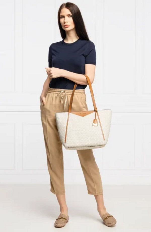 Michael Kors MK Whitney Tote Bag With Dust Bag (White) - LABLEWHORE.COM