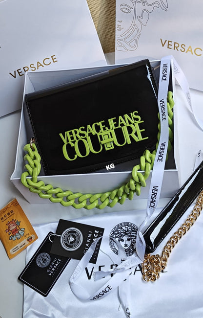 VERSACE COUTURE PATENT LEATHER SLING BAGS - LABLEWHORE.COM