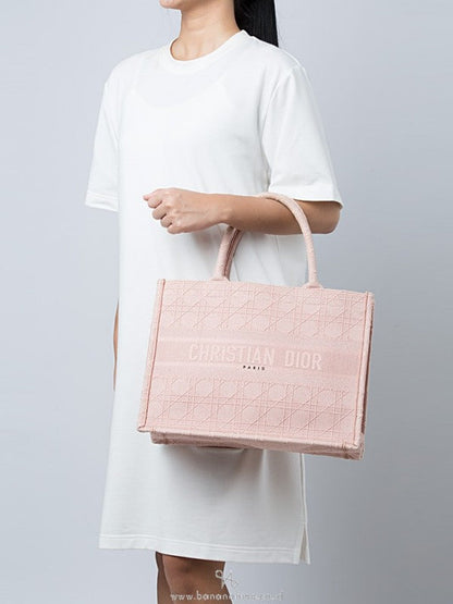 Christian Dior Cannage Embroidery Book Tote Bag With Dust Bag - Pink - LABLEWHORE.COM