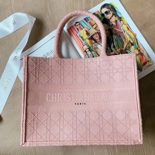 Christian Dior Cannage Embroidery Book Tote Bag With Dust Bag - Pink - LABLEWHORE.COM