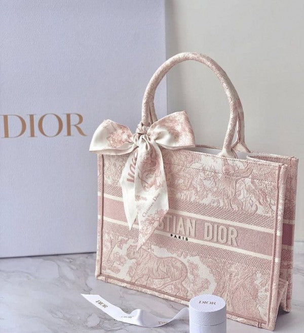 Pink Tiger Dior Book Tote Oblique Embroidery With OG Box & Dust Bag & Scarf - LABLEWHORE.COM