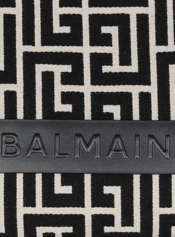 Balmain B-Army 42 Monogrammed Jacquard Leather Tote Bag With Dust Bag - LABLEWHORE.COM