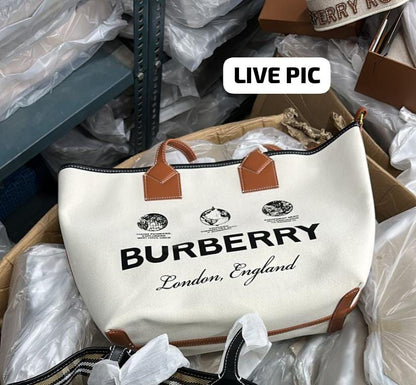 BURBERRY LONDON CANVAS LEATHER TOTE BAGS