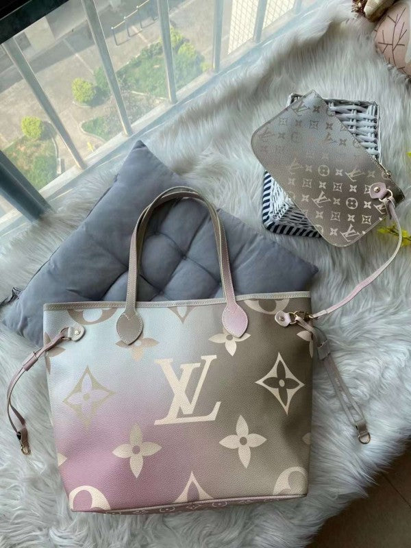 Louis Vuitton Neverfull Tote Bag Premium Quality With Extra Pouch & Dust Bag - OMBRE