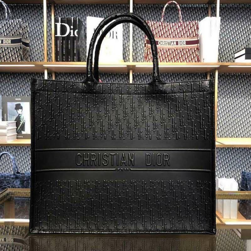 DIOR EMBOSSED LEATHERITE BOOK TOTE