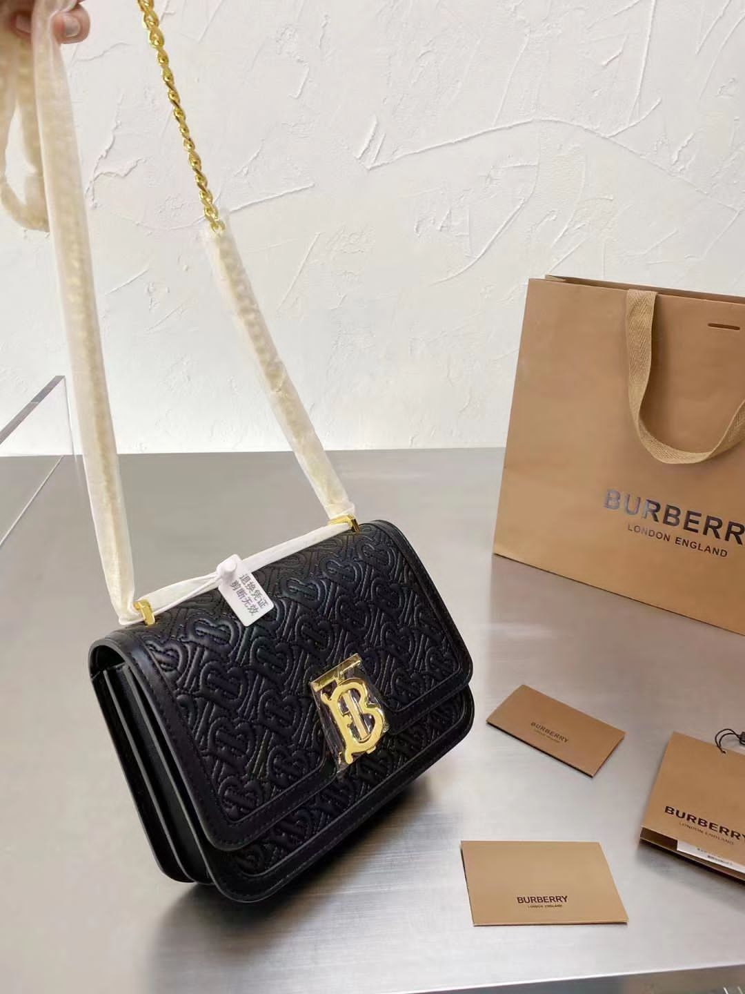 Burberry TB Monogram Quilted Shoulder Bag