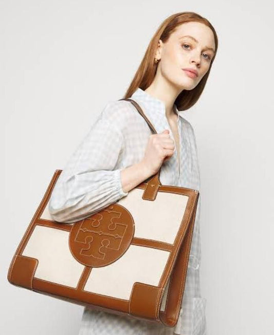 TORY BURCH ELLA CANVAS TOTE BAG