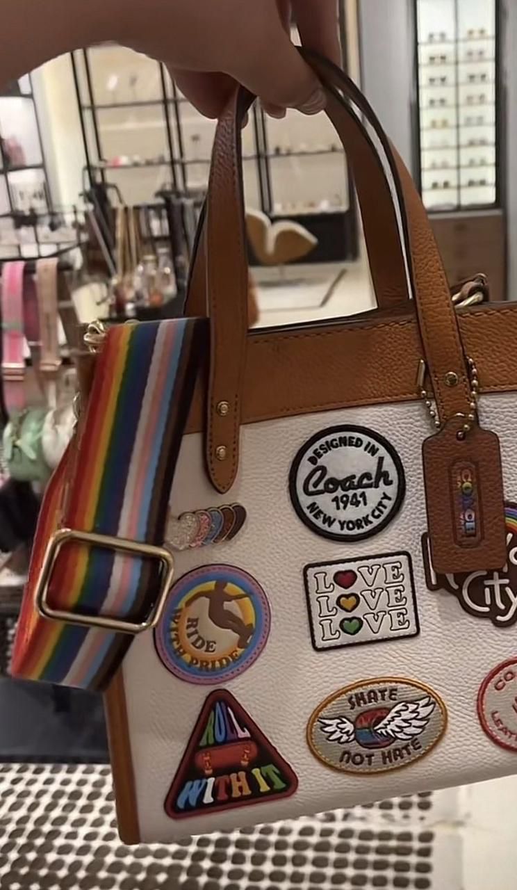 Coach Field 22 Patch Rainbow Tote Bag