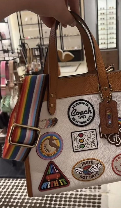 Coach Field 22 Patch Rainbow Tote Bag