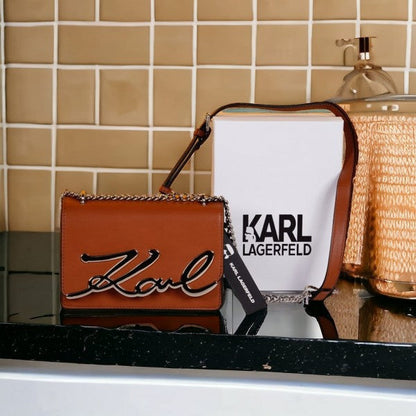 KARL LAGER FELD Signature Cross Body Shoulder Bag With OG Box & Dust Bag