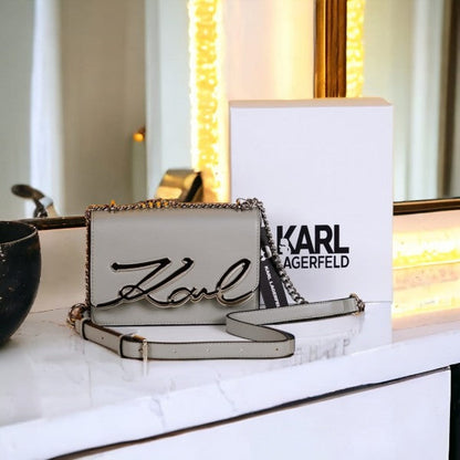 KARL LAGER FELD Signature Cross Body Shoulder Bag With OG Box & Dust Bag