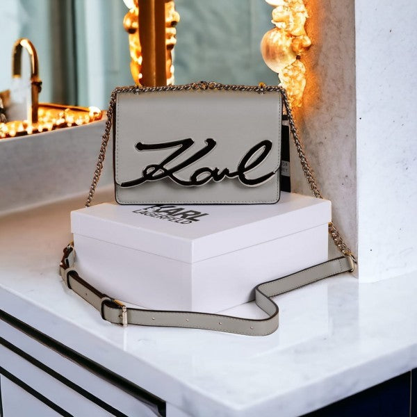 KARL LAGER FELD Signature Cross Body Shoulder Bag With OG Box & Dust Bag